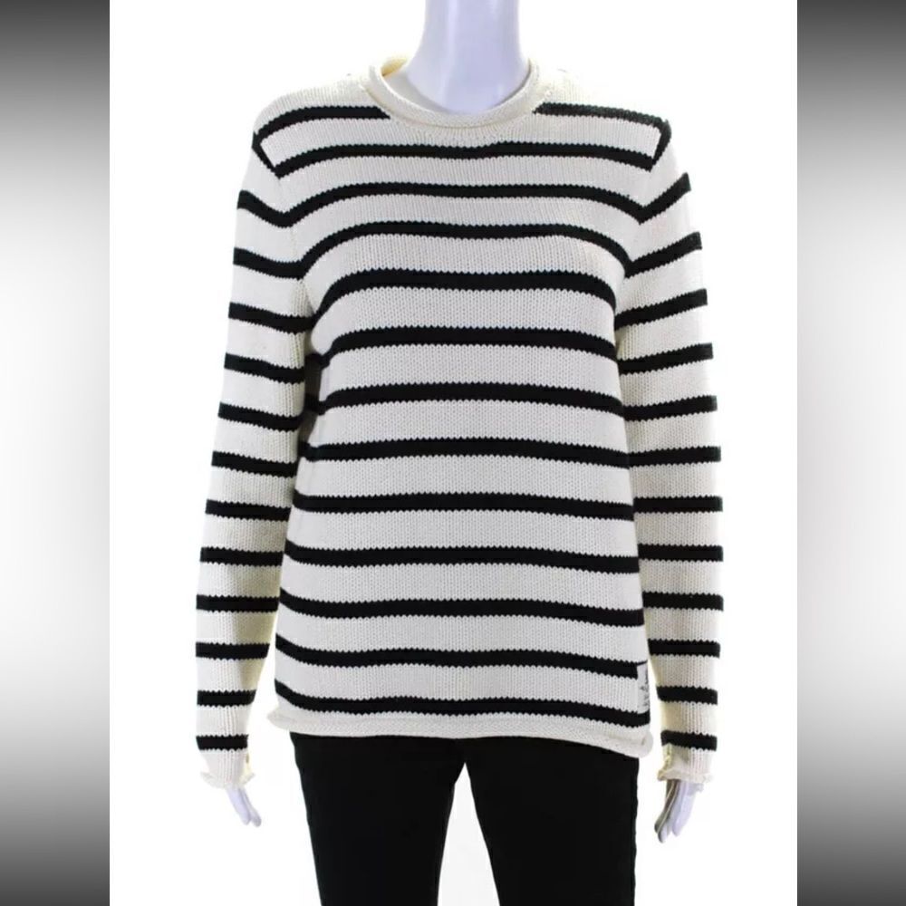 Denimist Striped Oversized Sweater in Black and Ecru sz XS
